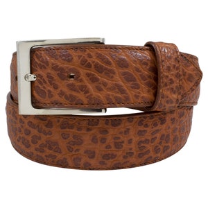 Genuine Handmade Cognac American Bison Leather Belt (Made in U.S.A)