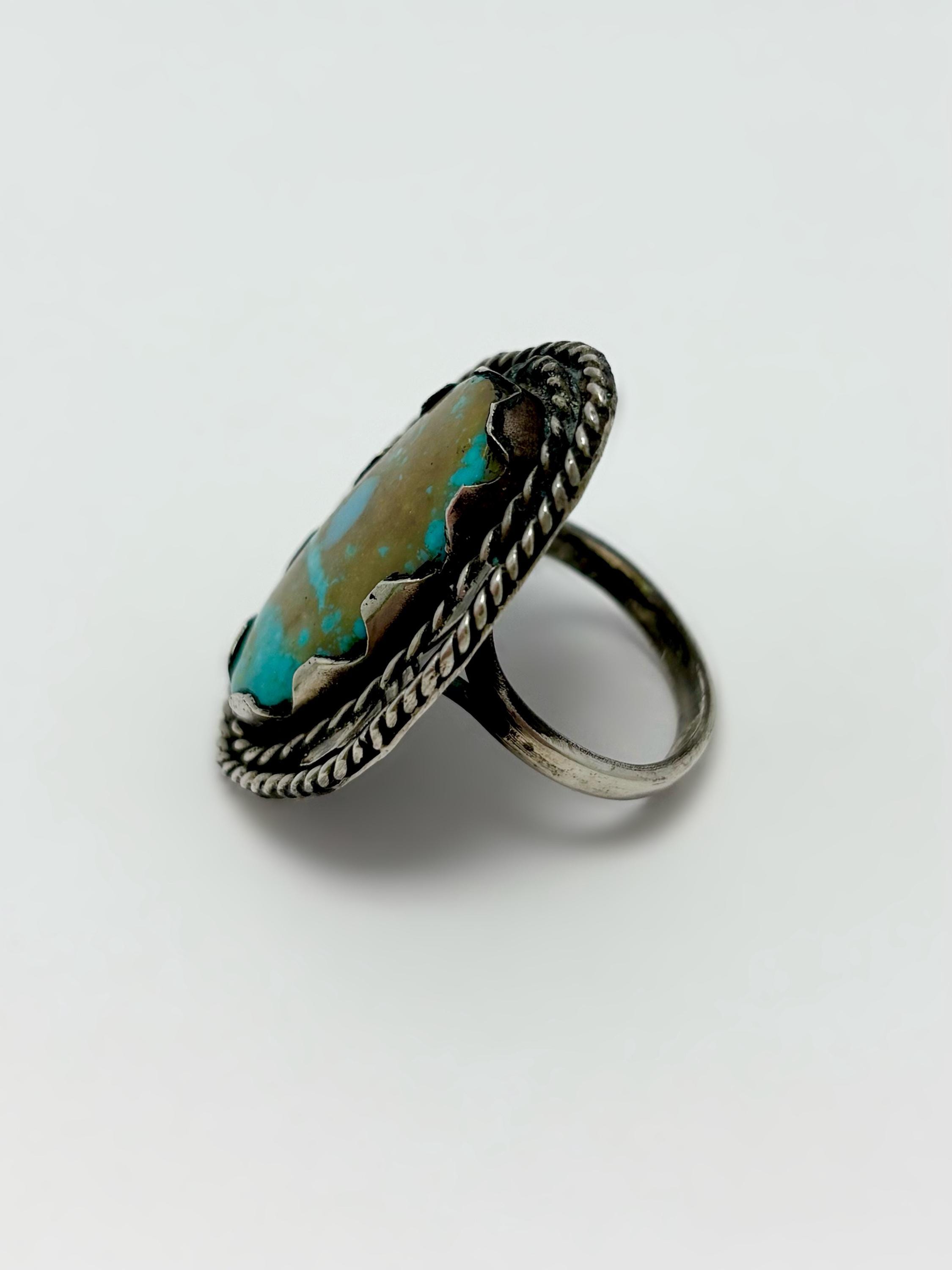 Vintage Navajo Turquoise Ring in Sterling Silver | Native American ...