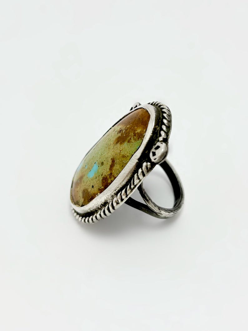 Vintage Navajo Natural Turquoise Ring – Sterling Silver – Size 7 ...
