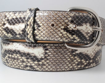 Handmade Genuine Natural Python Leather Belt (Made in U.S.A)