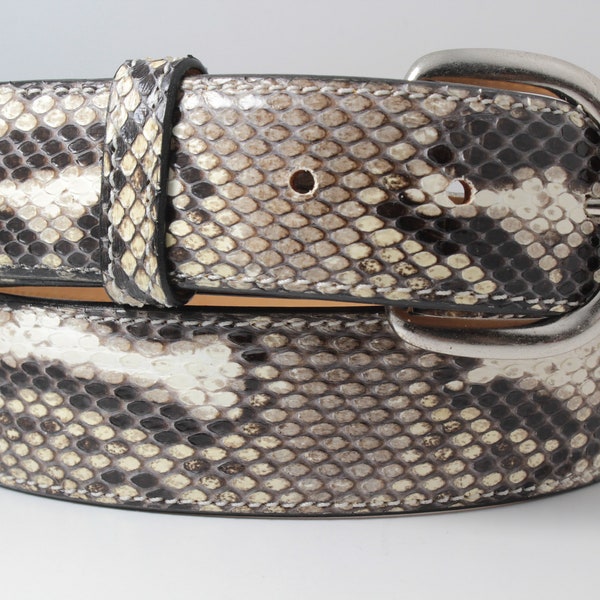 Handmade Genuine Natural Python Leather Belt (Made in U.S.A)