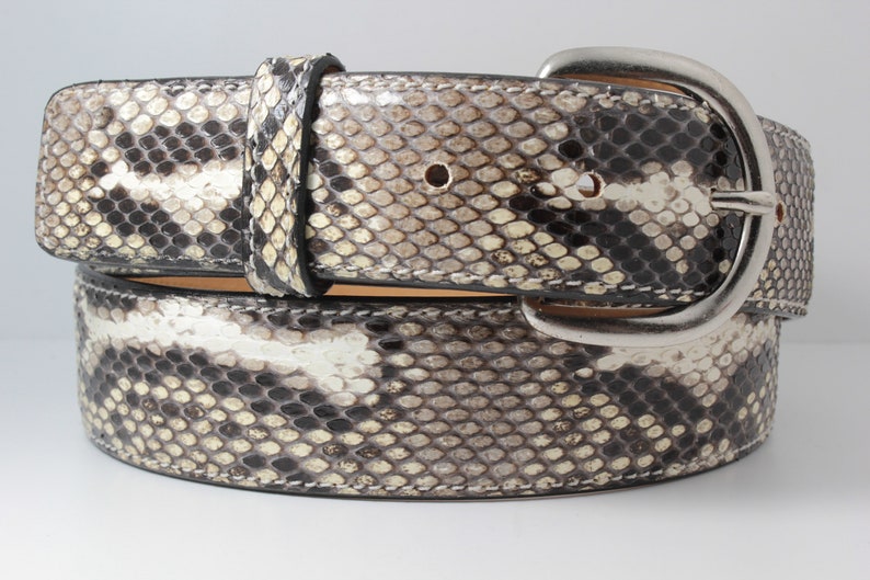 Handmade Genuine Natural Python Leather Belt Made in U.S.A afbeelding 1