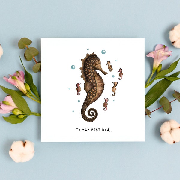Seahorse Father's Day Card, Thank you Dad, Birthday Card for Dad, Fathers Day cards, Funny Fathers Day Cards, To the Best Dad Card