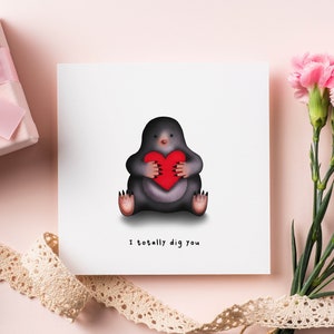 Adorable Mole Love Card, Cute Anniversary Card for Him Her, I Love You Card, Funny Animal Love Card for Boyfriend Girlfriend