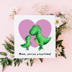 Cartão de Dia das Mães T-Rex Mum, Cartão de Dinossauro Engraçado para a Mãe, Cartão Para a Melhor Mãe, Cartão de Dinossauro para a Mãe, Cartão Fofo de Dia das Mães, Eu Te Amo Mãe
