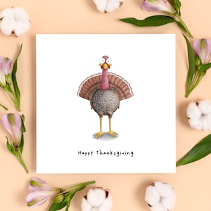 Hand Drawn Turkey Thanksgiving Card, Funny Thanksgiving Card For Friends Family, Thanksgiving Themed Gifts Cards, Happy Thanksgiving