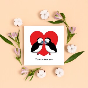 Je t'aime macareux carte de Saint Valentin, carte d'anniversaire drôle mari femme petit ami petite amie, je t'aime carte d'anniversaire pour lui elle