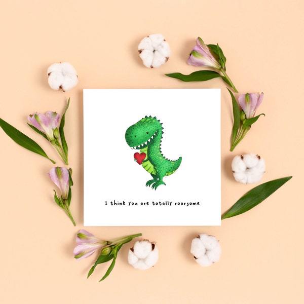 Funny Dinosaur Valentines Day Card, Dinosaur Love Card for Boyfriend Girlfriend Him Her, Cute Anniversary Card for Him Her, Funny Love Cards