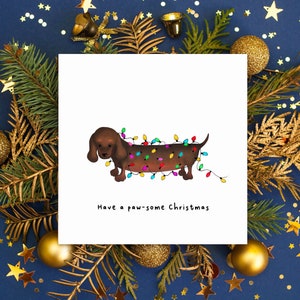 Lustige Dackel-Weihnachtskarte, lustige Tier-Weihnachtskarten, Dackel-Weihnachtskarte, frohe Weihnachten von der Hundekarte
