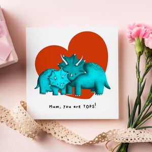 Cartão de Dia das Mães Triceratops, Cartões de Dia das Mães Dinossauro, Cartão de Aniversário para a Mãe, Cartões de Amor para a Mãe, Cartão de Trocadilho Engraçado, Cartões de Dia das Mães Reino Unido