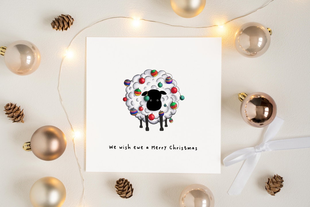 Bauble Sheep Christmas Card Funny Animal Christmas Cards Etsy