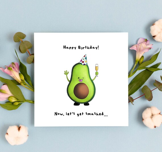 Lustige Geburtstagskarte Mit Avocado-Motiv – „It Seems We Can’t Get Enough Of Avocados“ – Leer Innen Für Persönliche Nachricht