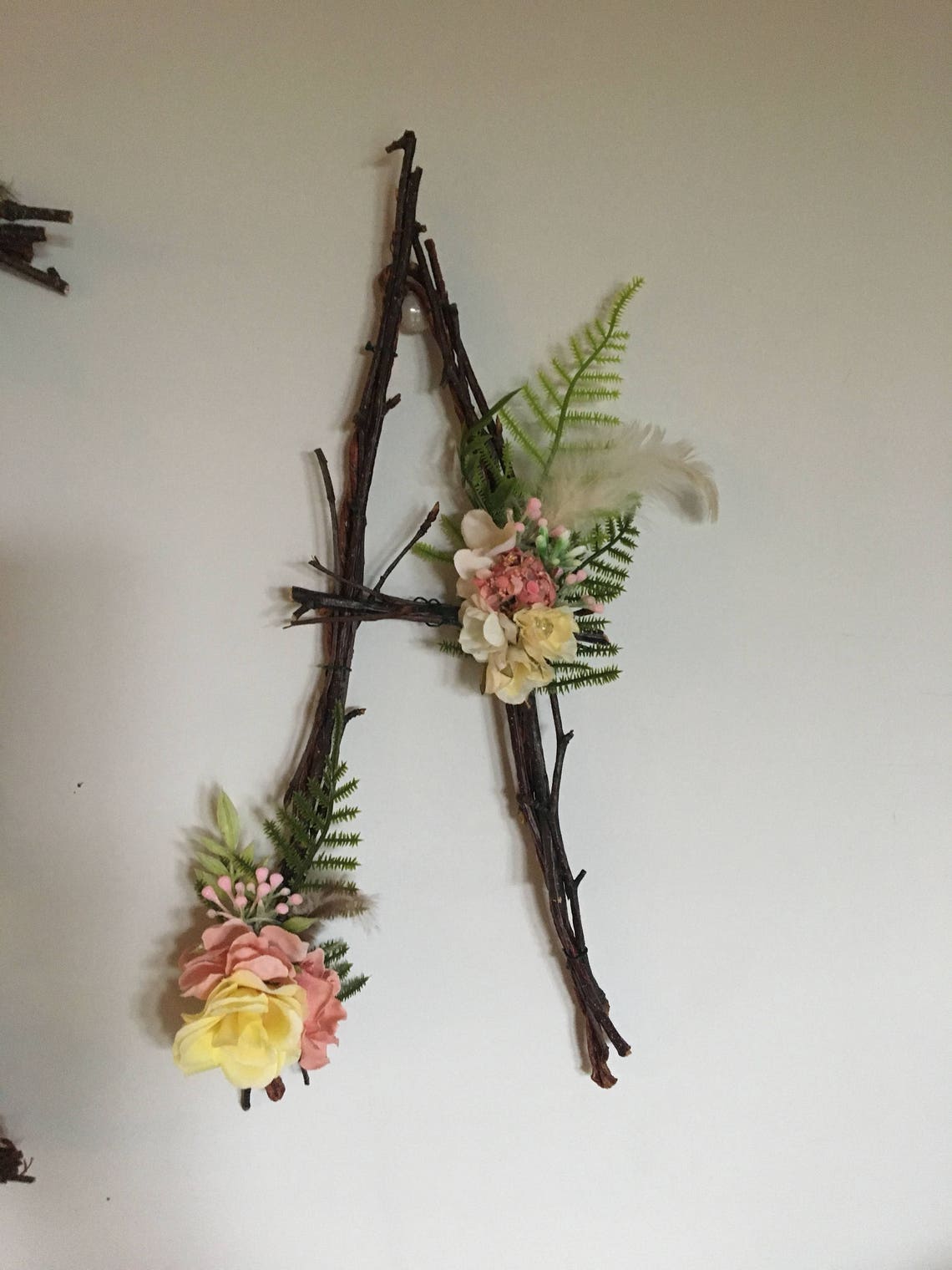 Woodland Nursery Letter, Twig Letter, Twig Monogram, Rustic Wall Letter B63