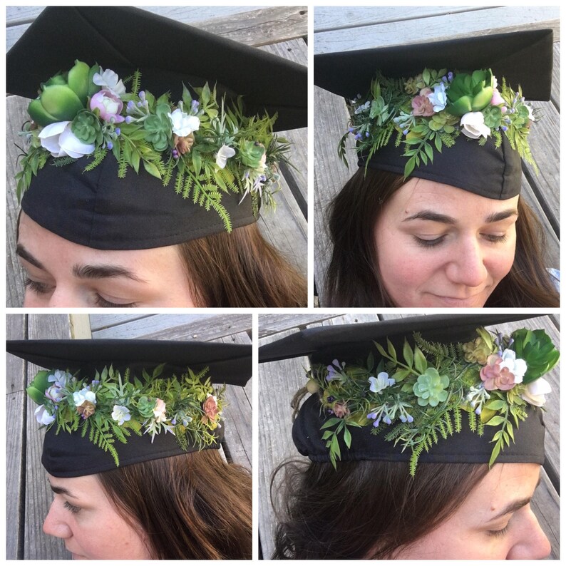 Flower Grad Cap Graduation Cap Crown Grad Cap Flower Crown Etsy