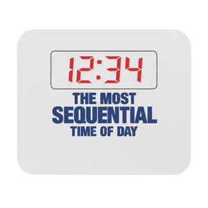 12:34 Most Sequential Time Mousepad - Math Nerd Desk Decor