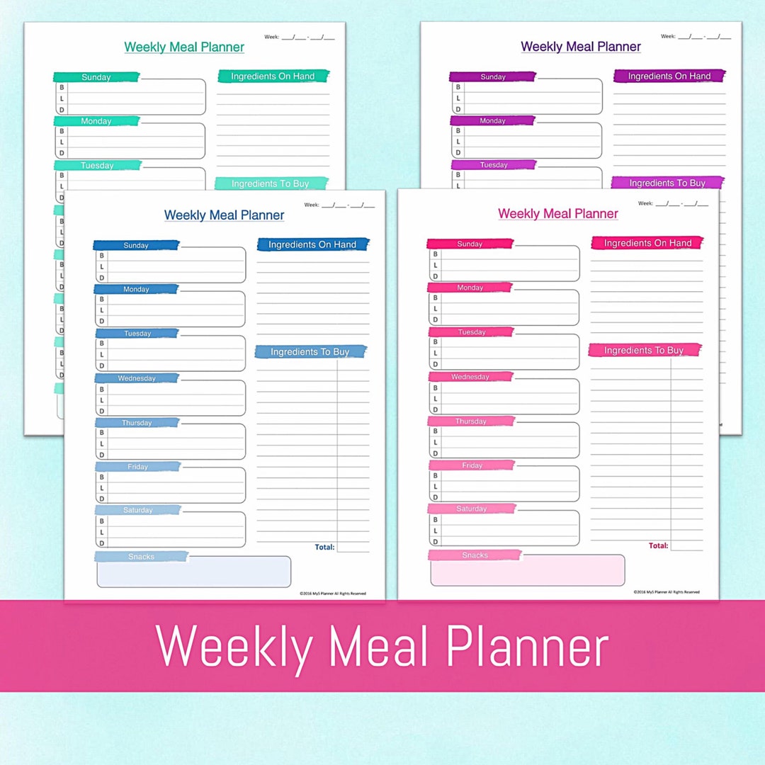 Meal Planner Printable Weekly Menu Grocery Shopping List - Etsy