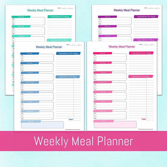 Meal Planner Printable Weekly Menu Grocery Shopping List | Etsy