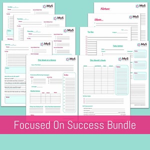 My5 &quot;Focused On Success&quot; Printable Month/ Week/ Day Planner & Agenda for Goal Oriented Entrepreneurs and  Small Business Owners (Letter/ A4)