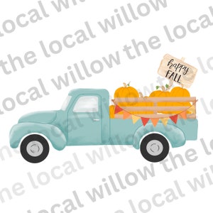 Hello Fall Blue Fall Vintage Truck PNG,  Fall PNG, fall farm PNG, farm truck Digital File, autumn and fall png. Instant Download