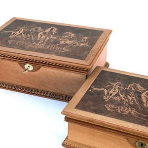 Engraved Walnut Wooden Jewelry Box with Lock & Key: A4 Document Storage