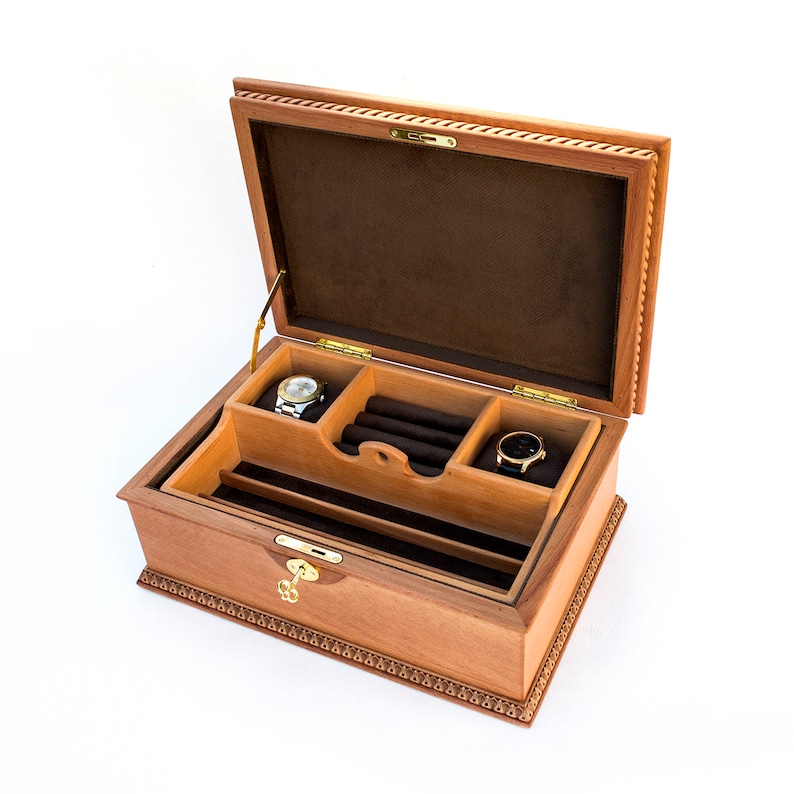 Jewelry Box With Tray Lock & Key Men's Jewelry Box Etsy Australia