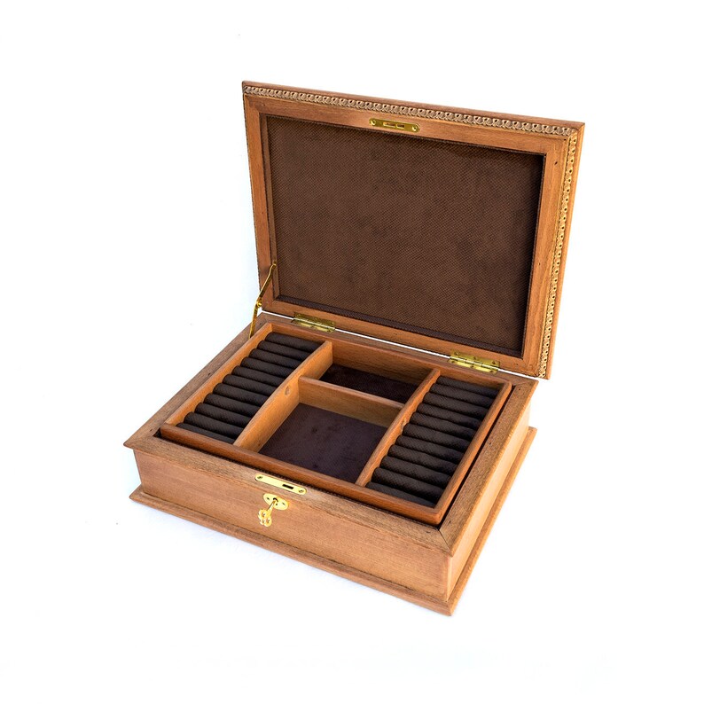 Jewelry Box With Tray Lock & Key Jewelry Organizer Etsy