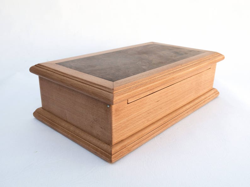 Large wooden box with tray-Wooden box with lid-Organizer-Wooden box personalized-Wooden box with drawer-Boite en bois-Schatulle