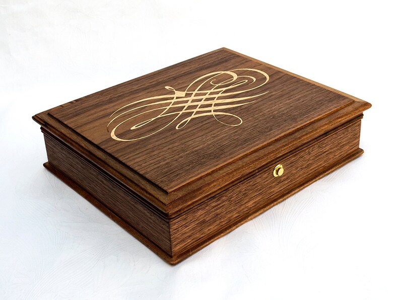 Inlaid Wood Jewelry Box Personalized Wooden Image 0