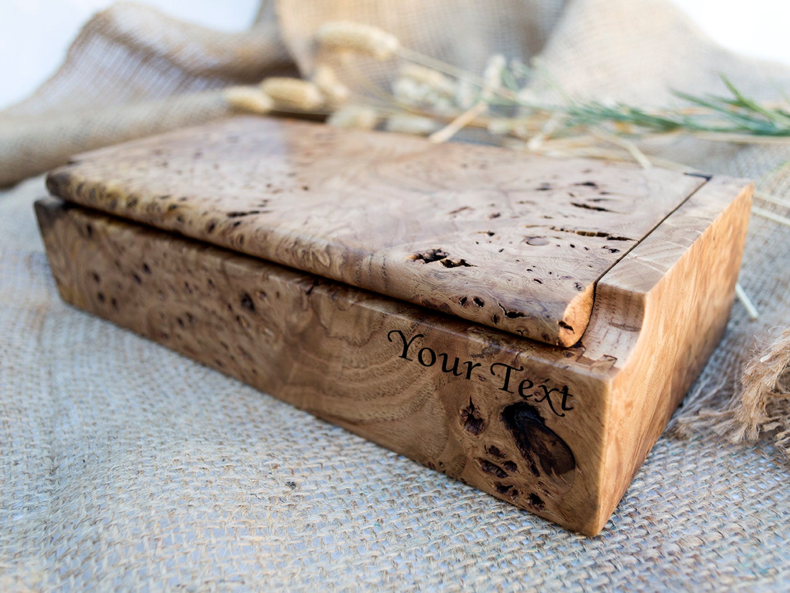 Burl Wood Jewelry Box With Wooden Hinge Burl Wood Jewelry Etsy