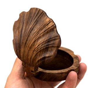 Muschel Ring Box, Schmuckschatulle aus Holz, Kleines Geschenk für sie