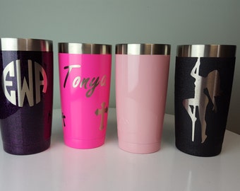 Powdercoated Yeti Rambler Tumbler 20oz | Custom Colors & Designs | Personalized Monogram | Stainless Tumbler