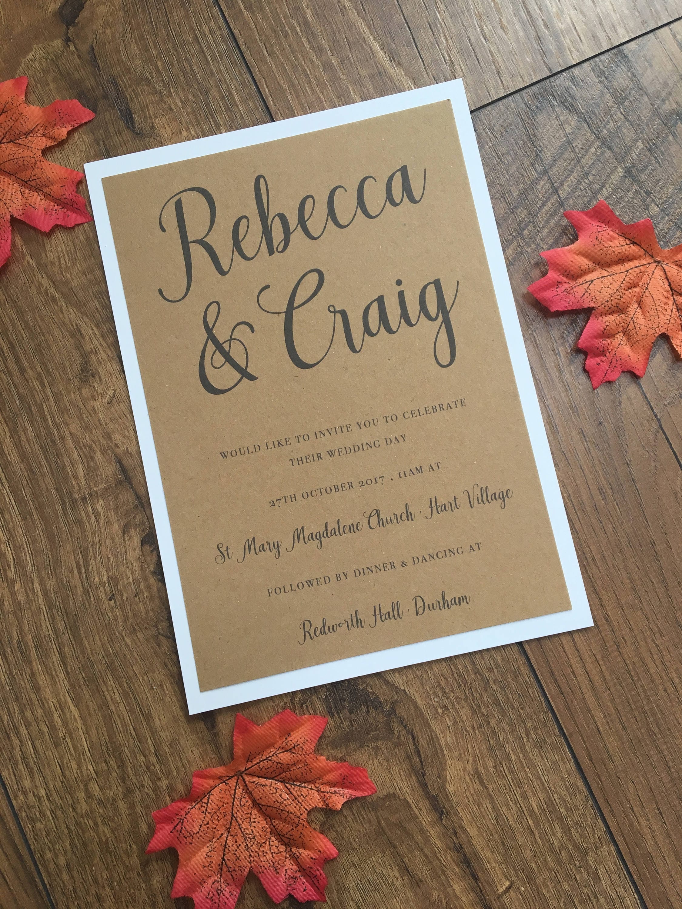 Fall wedding invitation autumn leaves wedding stationary Etsy