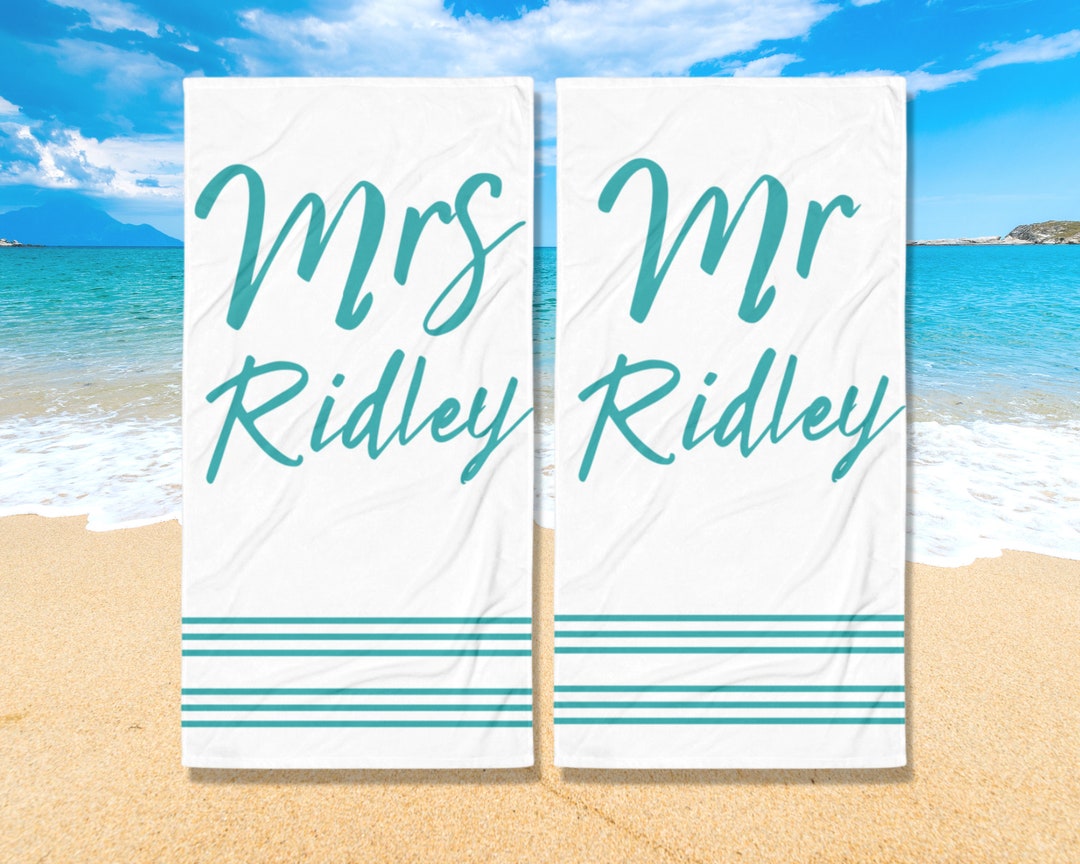 Mr and Mrs Towels Wedding Beach Towels Honeymoon Gift Newlywed Towel