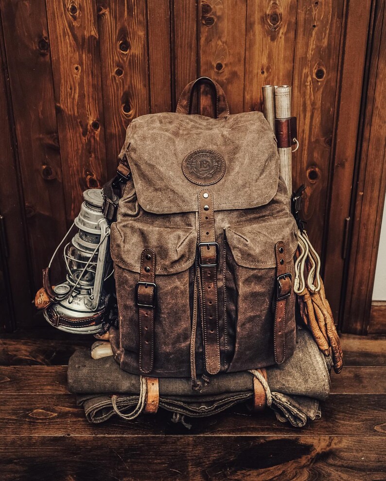 Trailblazer Backpack Waxed Canvas Bags Vintage Waxed Canvas Etsy