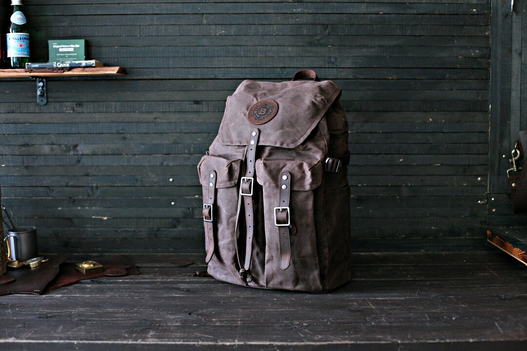 Trailblazer Backpack Waxed Canvas Bags, Vintage Waxed Canvas Rucksack