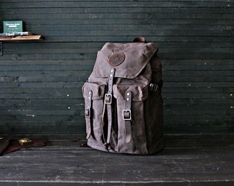 Trailblazer backpack - Waxed canvas bags, Vintage waxed canvas rucksack, bushcraft bag, camping backpack, bushcraft backpack