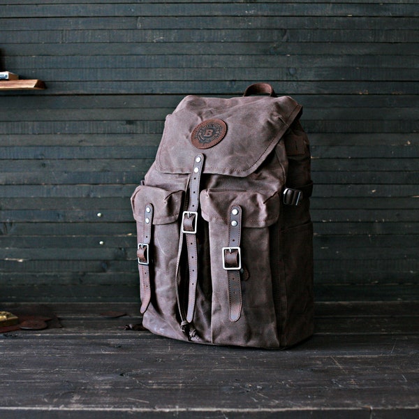 Trailblazer backpack - Waxed canvas bags, Vintage waxed canvas rucksack, bushcraft bag, camping backpack, bushcraft backpack