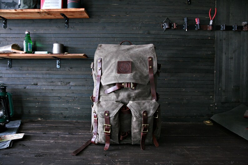 Waxed Canvas Bushcraft Bag Waxed Canvas Backpack Rucksack Etsy
