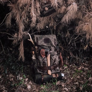 Waxed canvas Bushcraft bag - waxed canvas backpack, rucksack, bushcraft Backpack, travel rucksack, motocamping bags