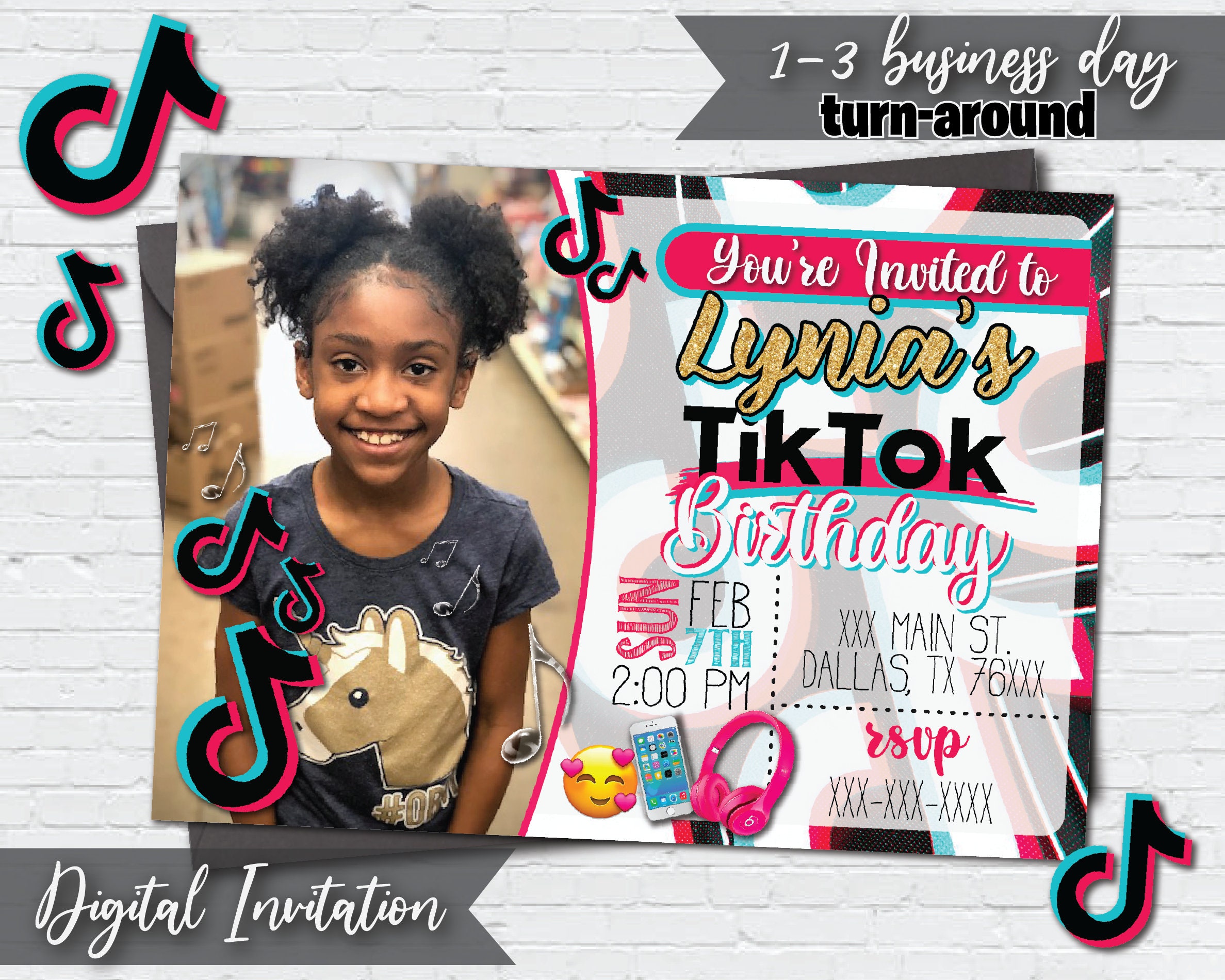 Tiktok Invitation Digital Invitation Tiktok Printable Etsy