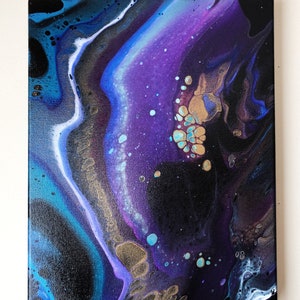 Acrylic Pour Painting on Canvas- violet galaxy