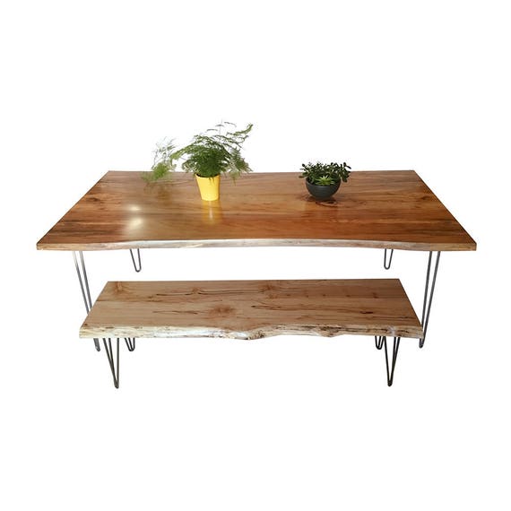 Beech Dining Table Live Edge Hand Made Hair Image 0