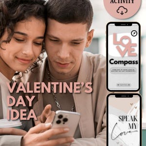 Valentinstag Aktivitäts-Bundle, Kompatibilitätsspiel für Paare, Liebessprache Kartenspiel, Beziehungstherapie, Date Night, Tischgesprächskarten
