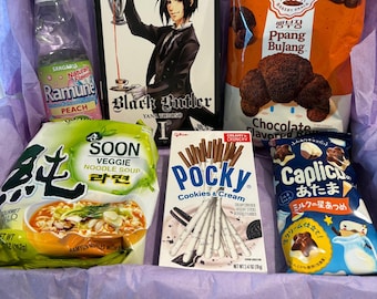 Manga Mystery Snack Box – Includes 1 Random Manga (Choose Genre) + Asian Snacks, Guaranteed Ramen & Drink, Great Gift