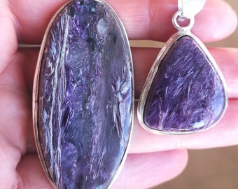 Pendant from Charoite in a silver frame