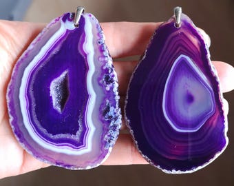 Lila Streifen Onyx Achat Scheibe Freeform Anhänger Perle