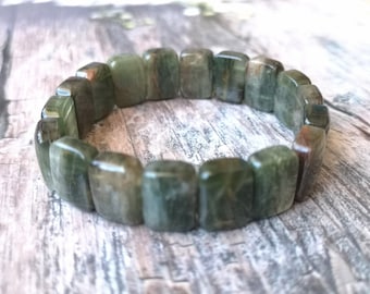 Natürliches grünes Haar Rutilquarz Kristall Perlen Armband