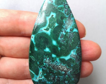 Natural Blue Turquoise Green Chrysocolla in Malachite cabochoon 68x34x7 mm 145 Ct