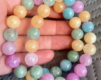 Mehrfarbiges Turmalin-Armband (10 mm) – Armband mit Natursteinperlen – Schmuck aus Heilkristallen – Handgefertigtes Geschenk