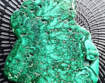 128G Rare Natural malachite slice quartz crystal luster mineral specimen